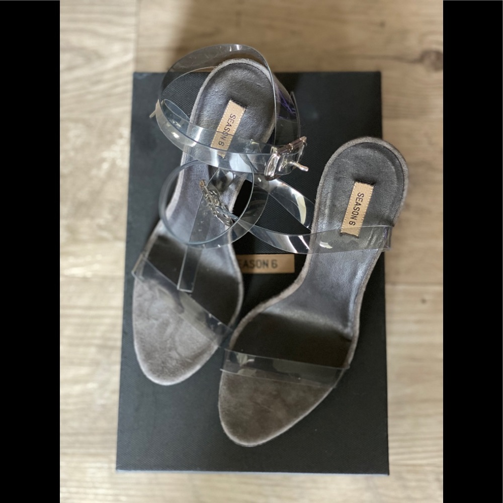 Yeezy Season 6 Smoke PVC Sandal With Ankle Strap